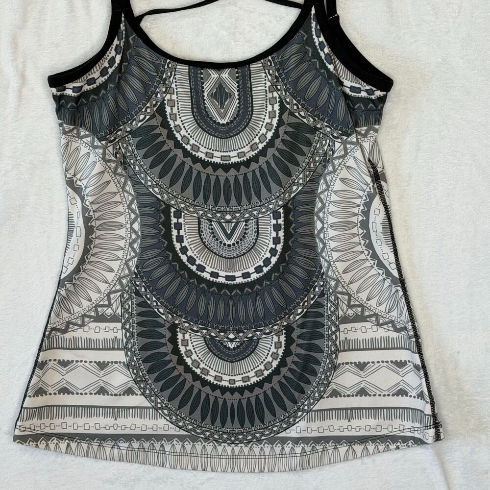 prAna Marley Tank Top Built In Shelf Bra Size S Gray White Athleisure Boho - Picture 3 of 12